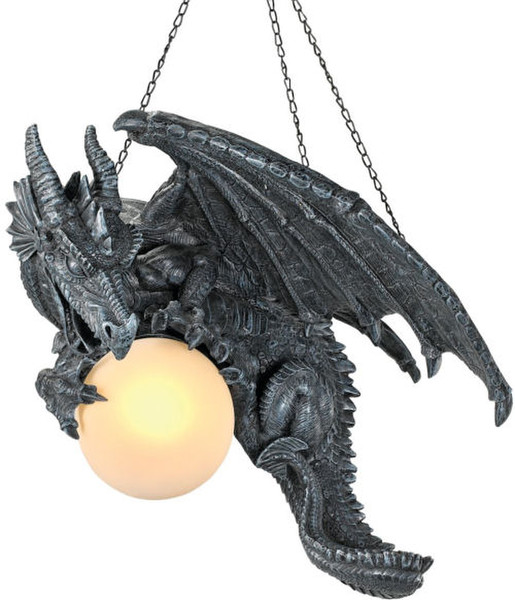 Hanging Dragon Lamp Lighting Suspended by Chains dungeon Statue